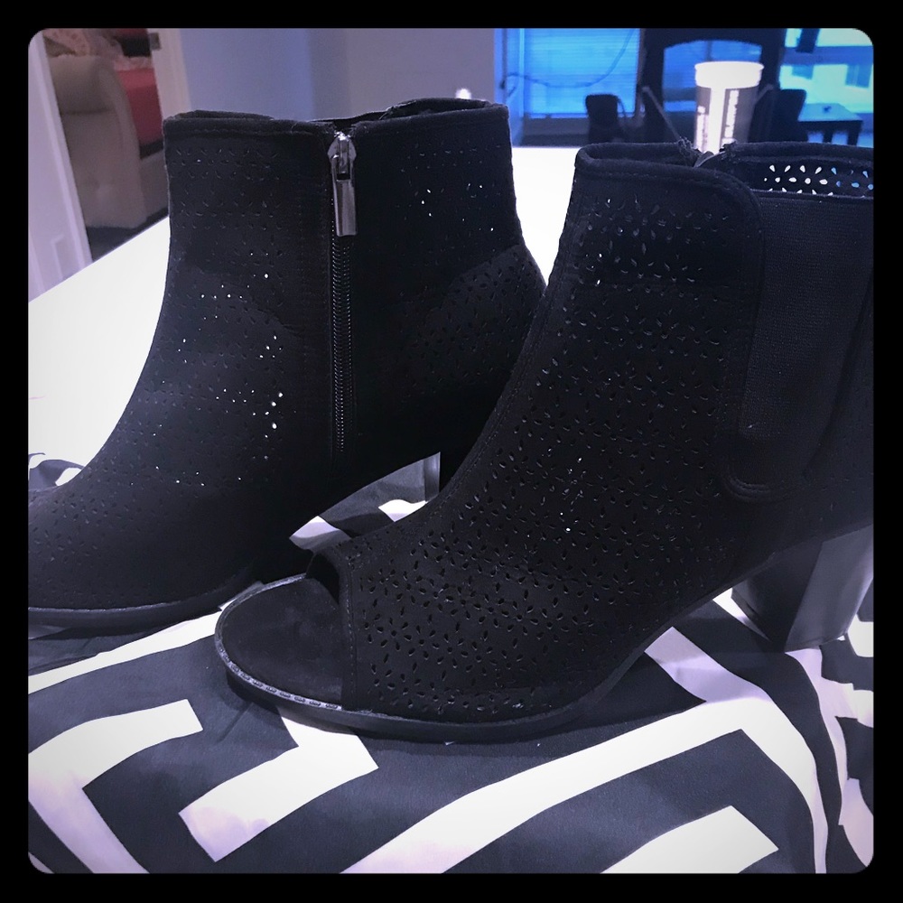 Black Peep-Toe Booties